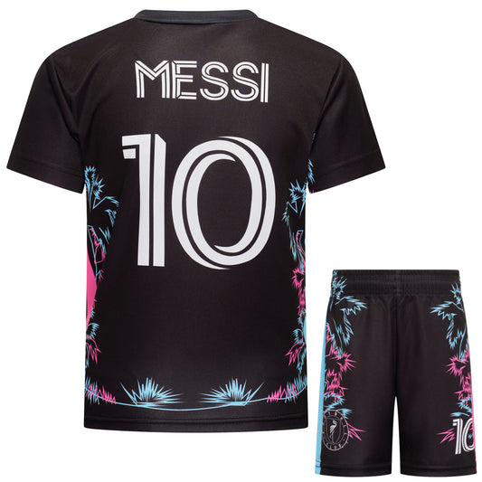 Messi Miami Voetbalshirt en Broekje Voetbaltenue Zwart - Inter Miami CF